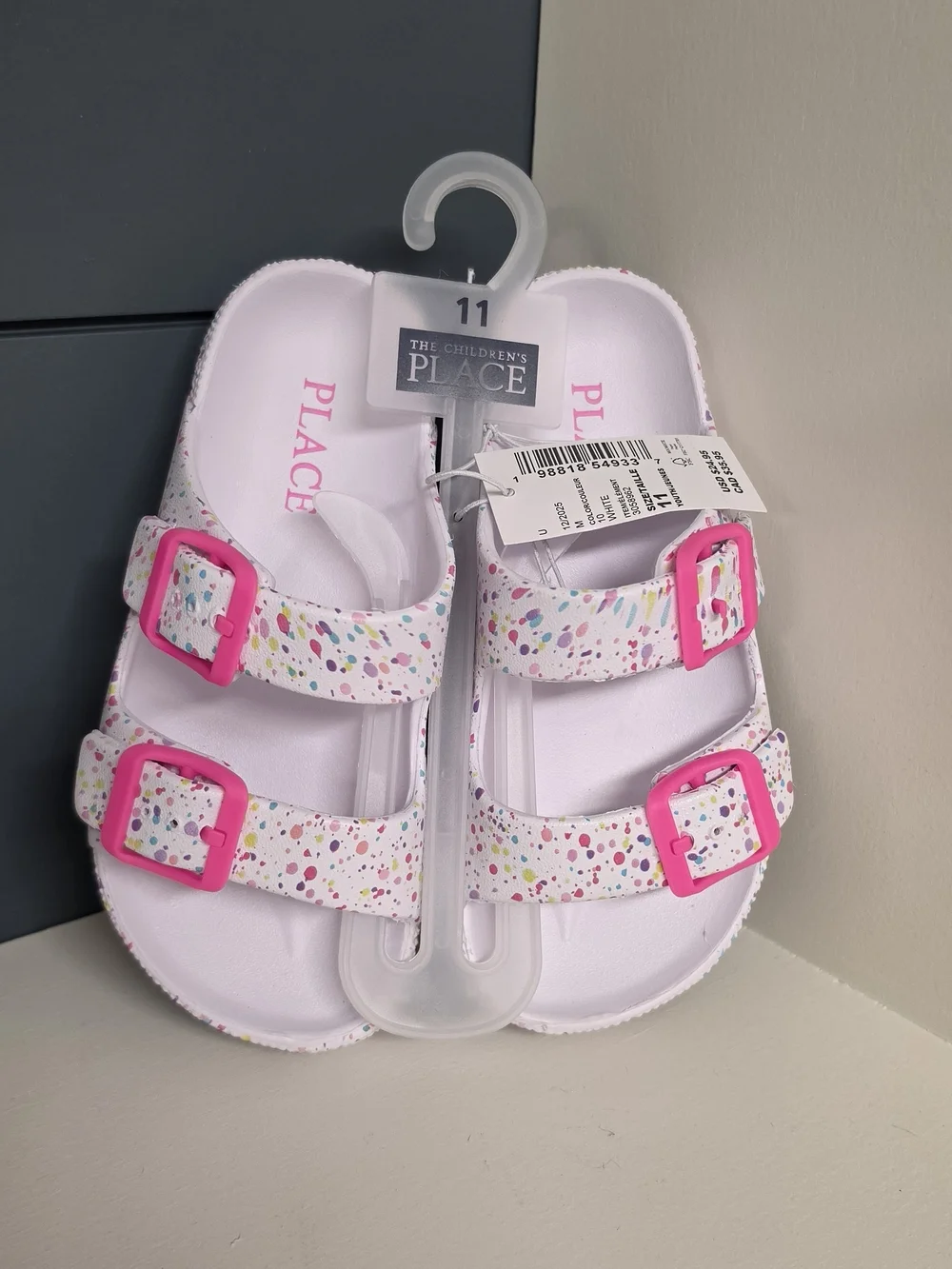 The Children's Place Pink Multicolor Speckle Double Buckle Sandals